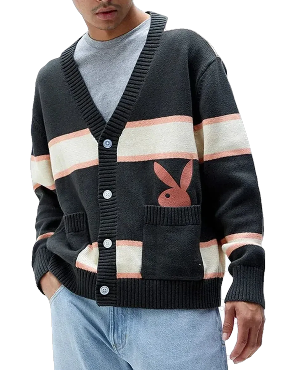 Playboy Peek-A-Boo cardigan uomo nero bottoni