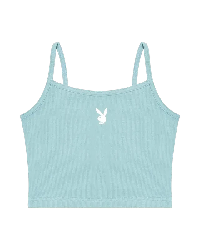 Playboy Classic Ribbed Scoop canotta costina azzurra