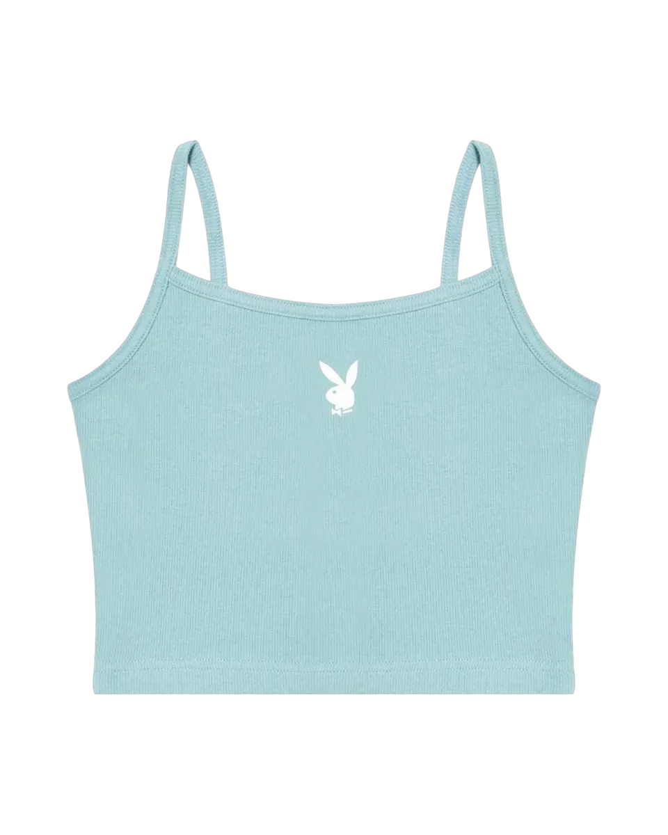 Playboy Classic Ribbed Scoop canotta costina azzurra