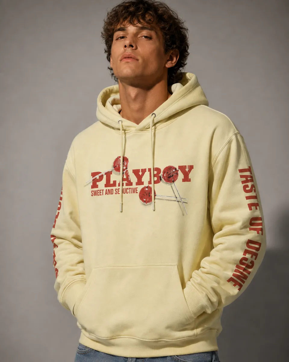 Playboy Sweet Desire felpa cappuccio gialla cotone