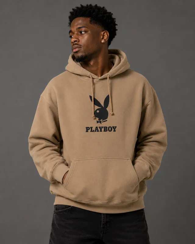 Playboy Logo Felpa con Cappuccio pile cotone
