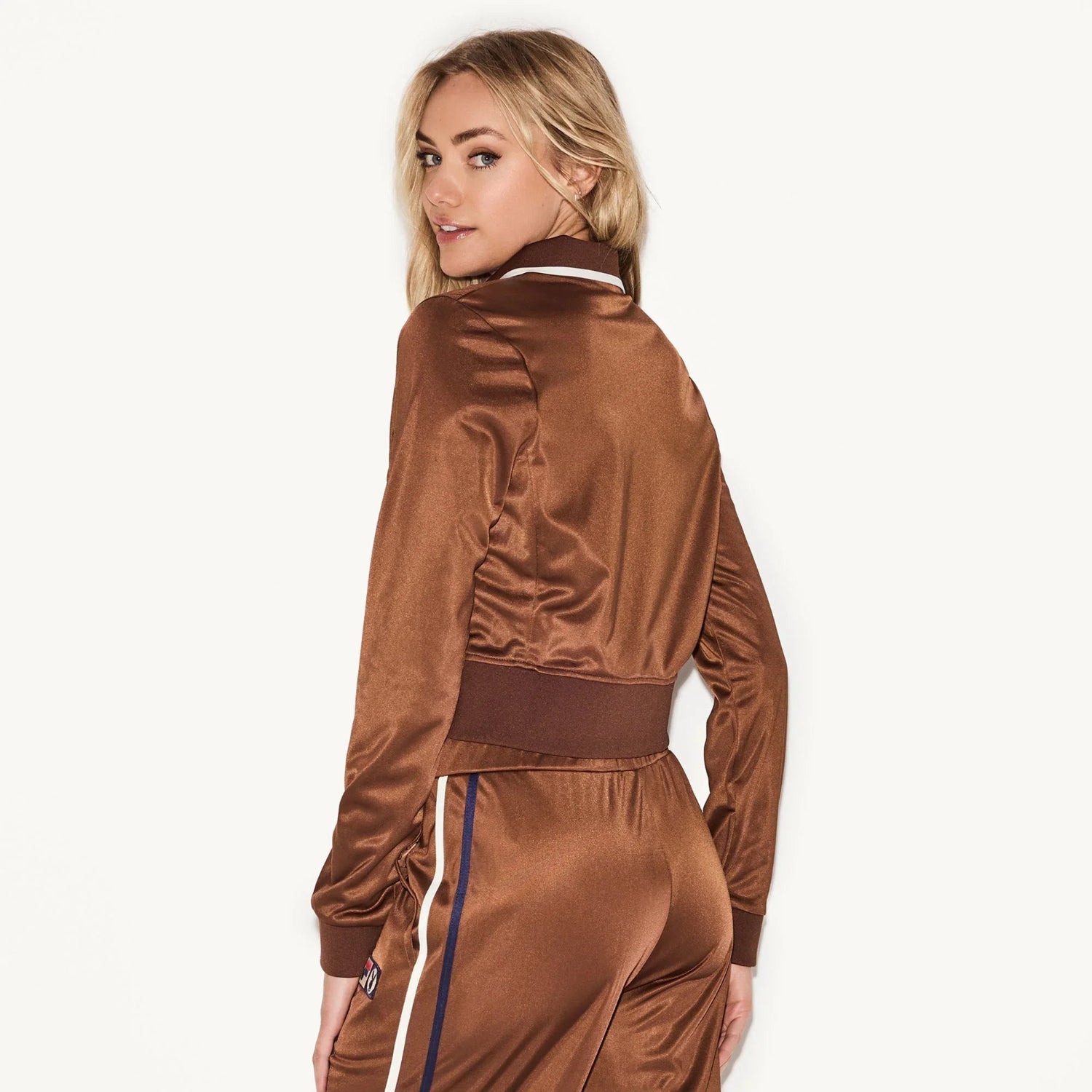 Playboy x FILA Jill giacca zip donna marrone slim