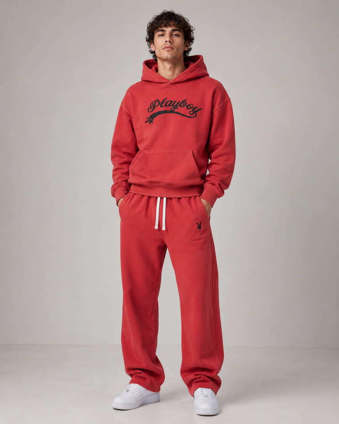Playboy Logo Set tuta azzurra felpa e joggers unisex