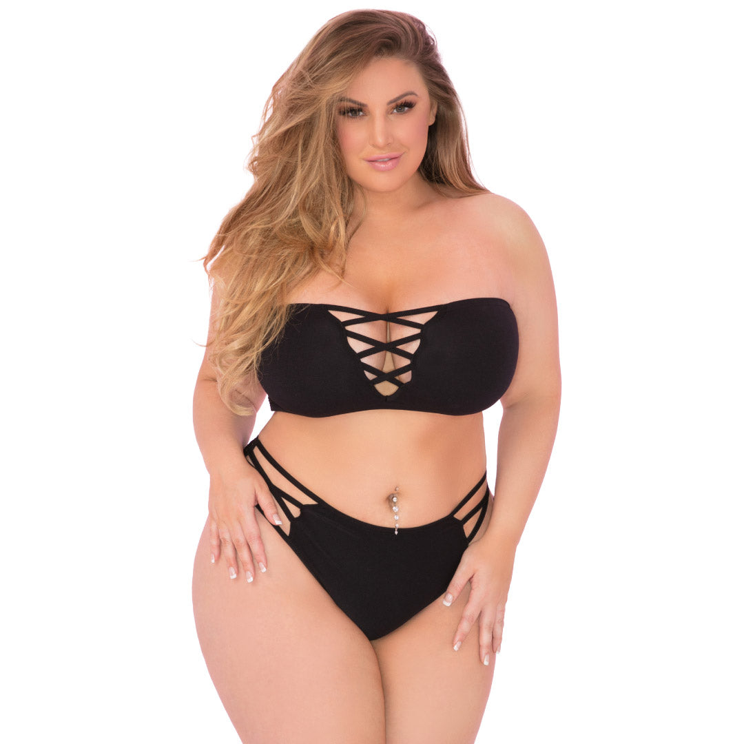 René Rofé Truth Or Bare set intimo 2 pezzi nero in rete