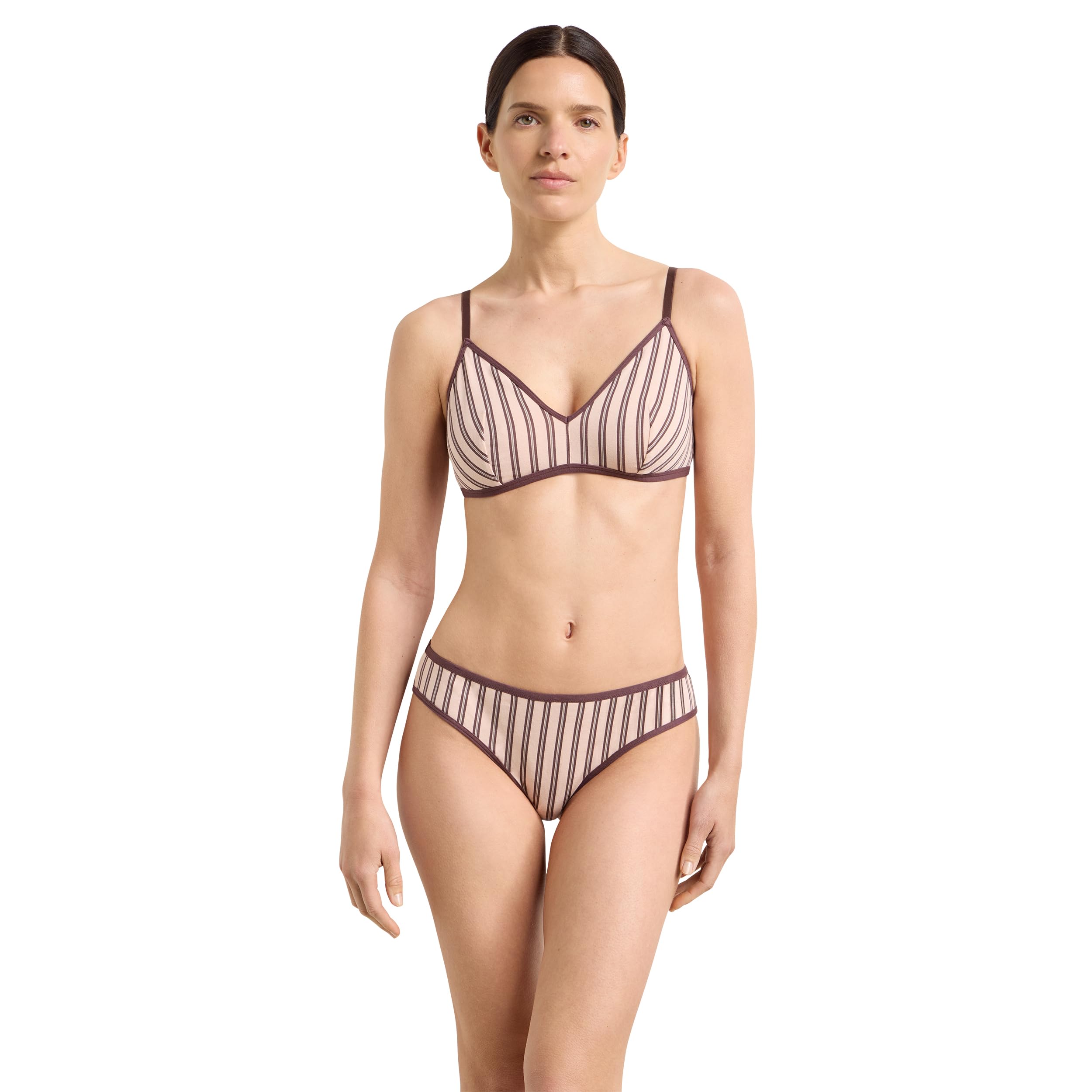 DIM Ines de la Fressange bralette triangolo cotone marrone rosa