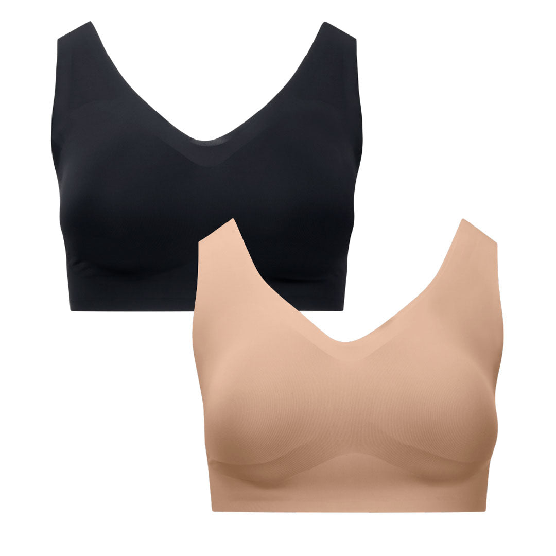 René Rofé Wireless reggiseno sportivo S nero/beige 2 pezzi seamless
