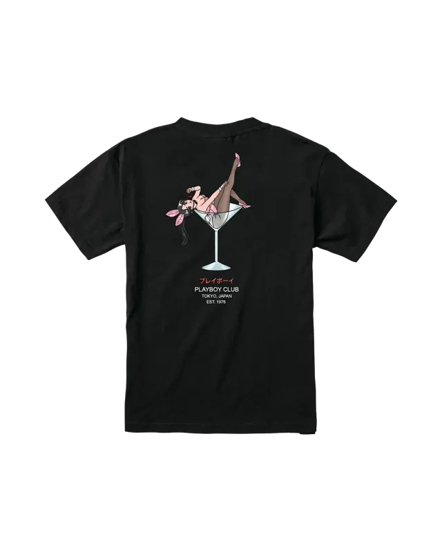 Playboy Tokyo Club Cherry Martini t-shirt nera cotone