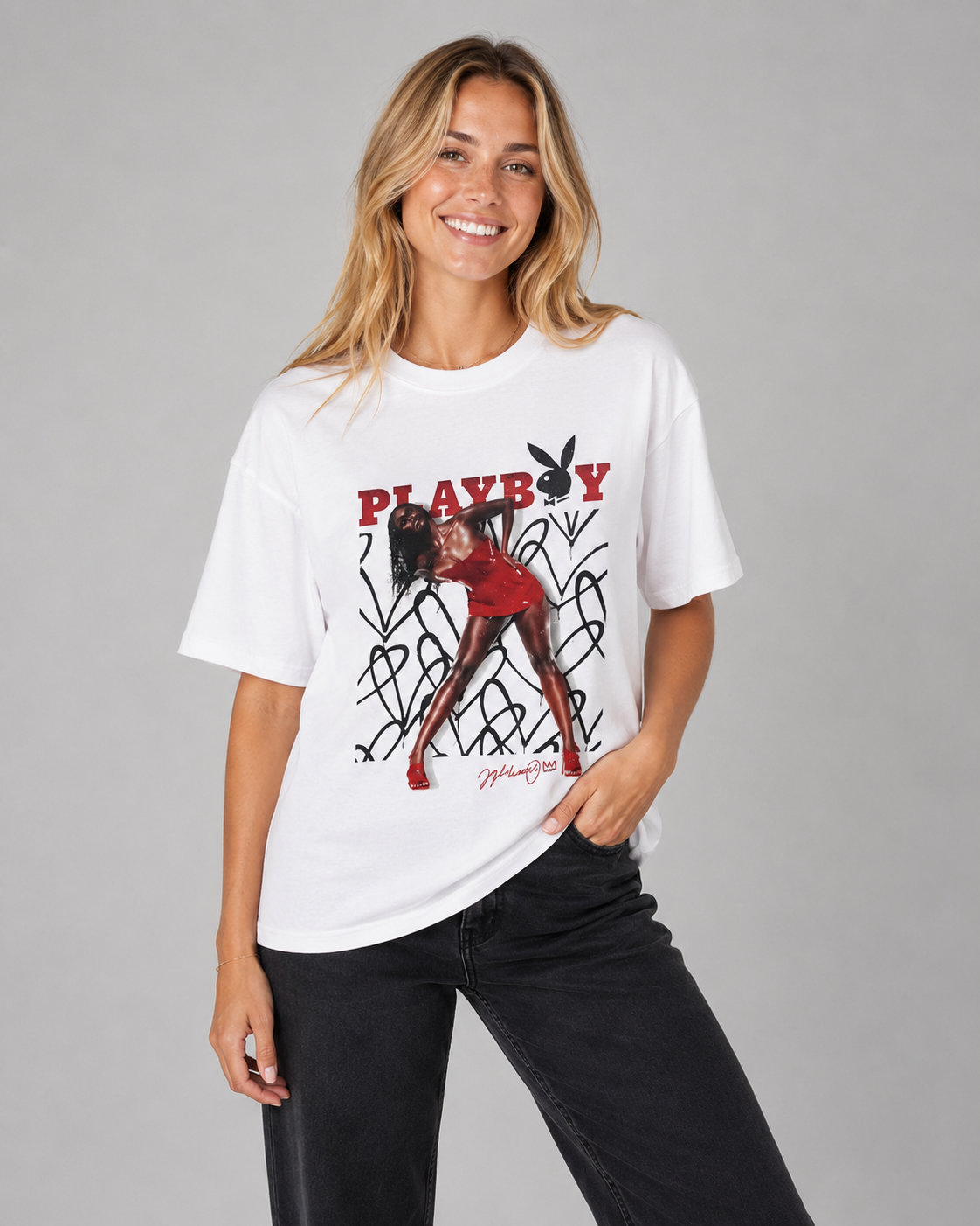 Playboy x JGC Editorial Bunny T-Shirt Cotone Bianca