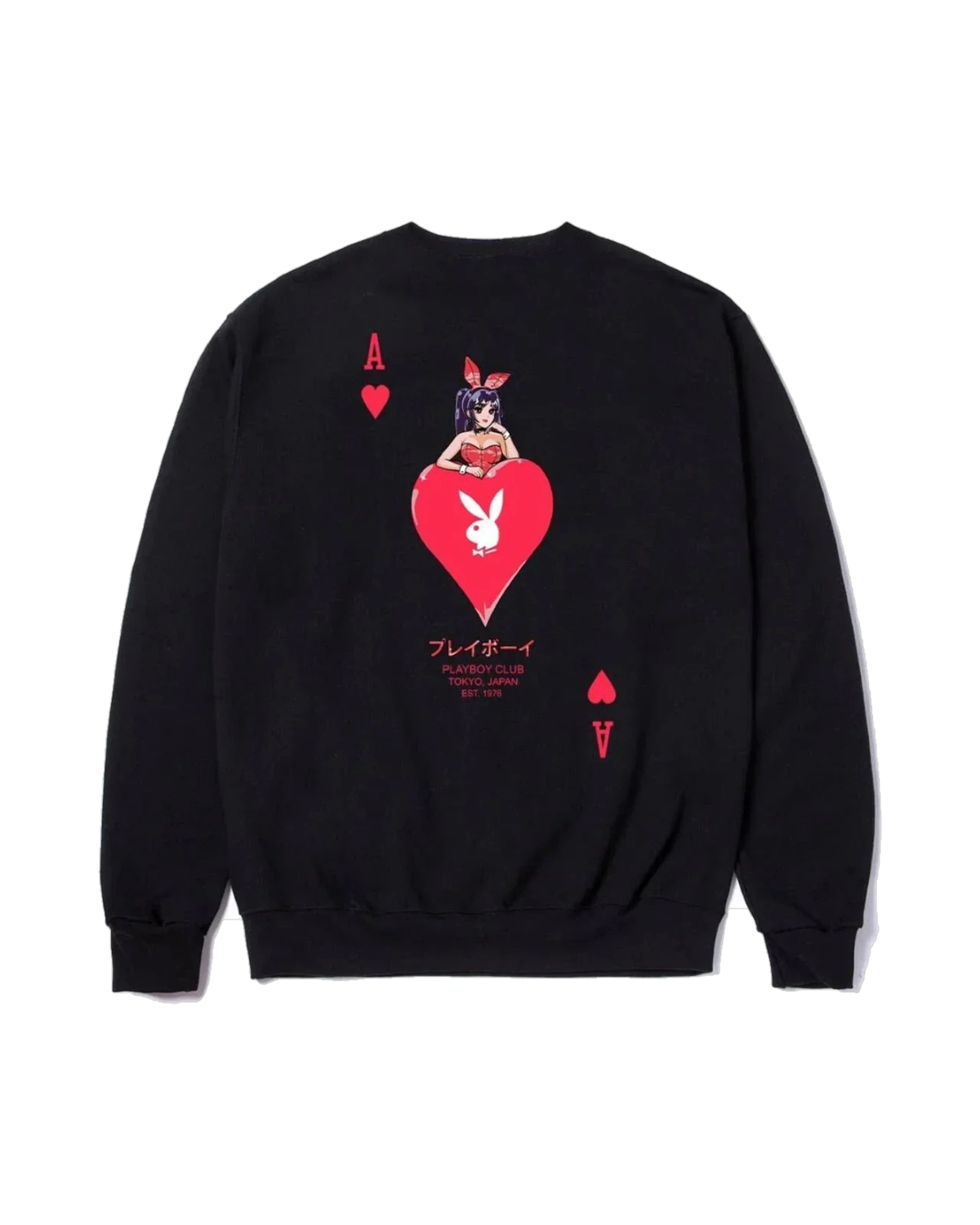 Playboy Ace of Hearts felpa girocollo nera unisex