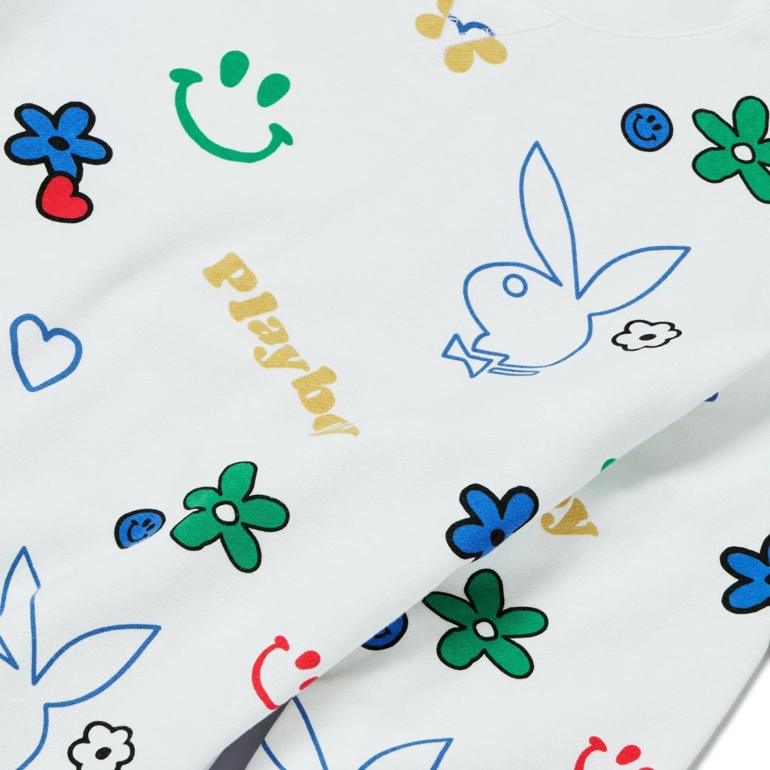 Playboy Doodle felpa girocollo bianca vestibilita comoda