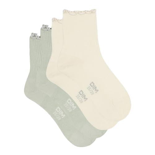 DIM Modale Volant Calzini Donna 35-38 x2 Bianco Lavanda