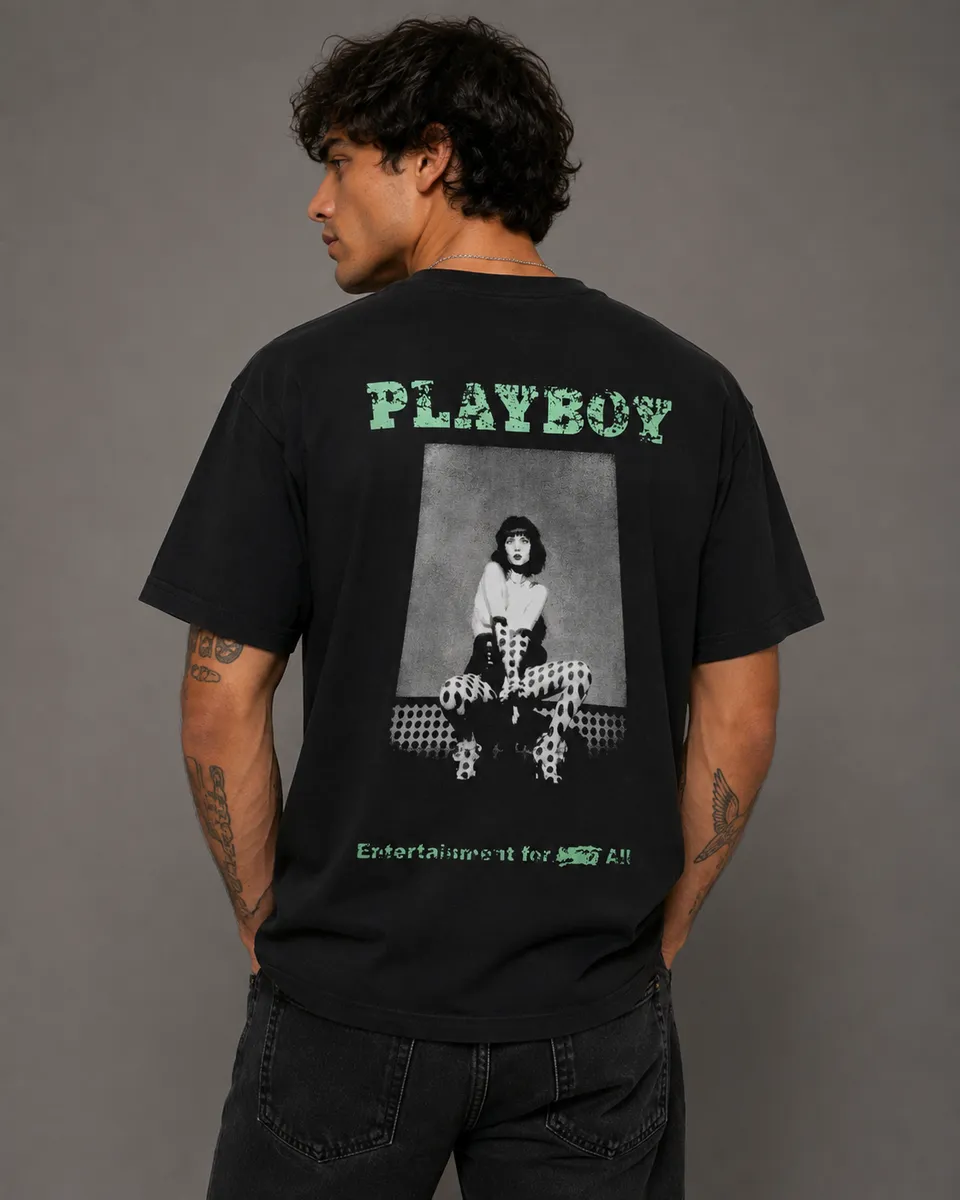 Playboy Dots Tee t-shirt nera cotone unisex