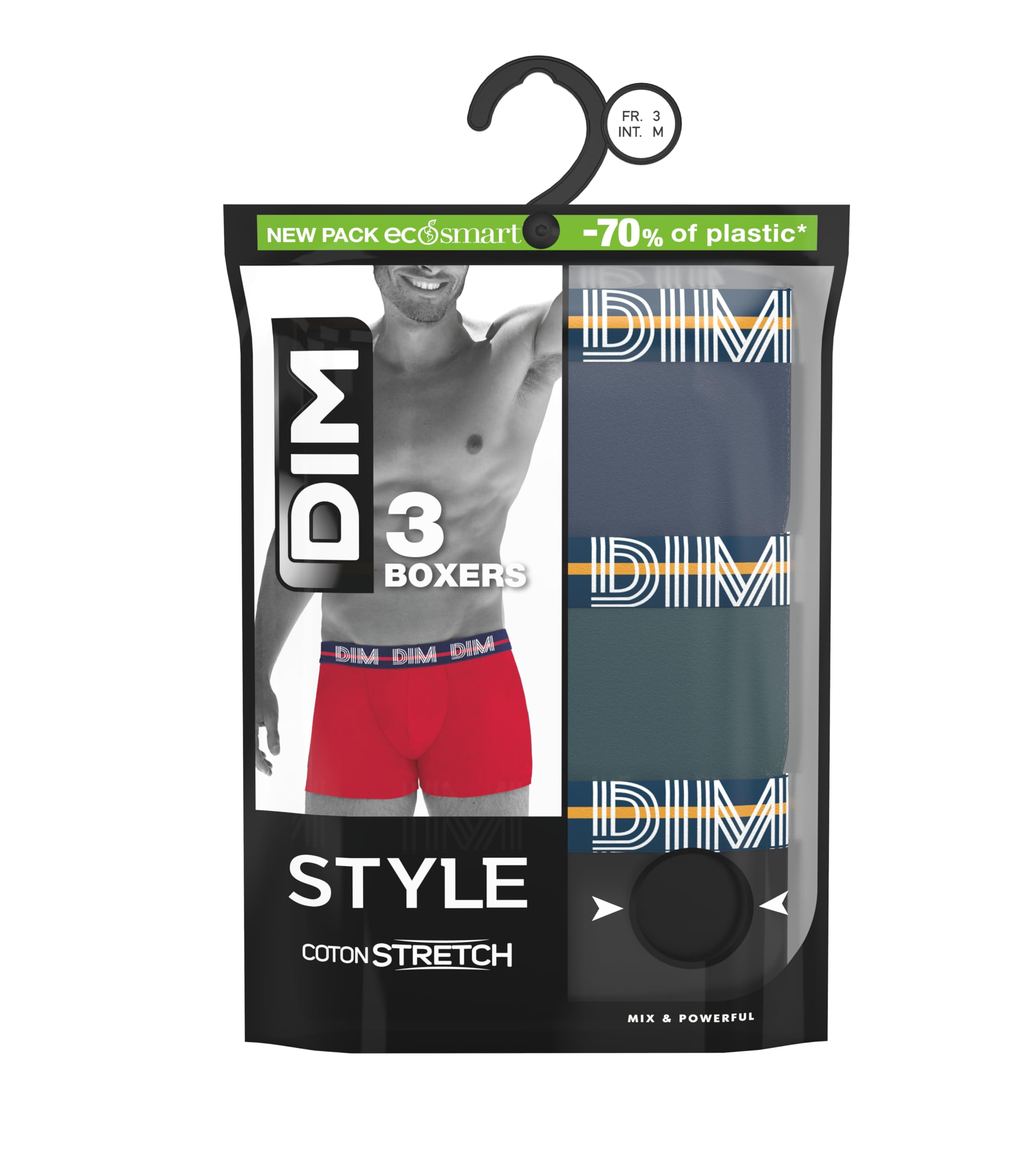 DIM boxer uomo L 3pz cotone elasticizzato multicolore