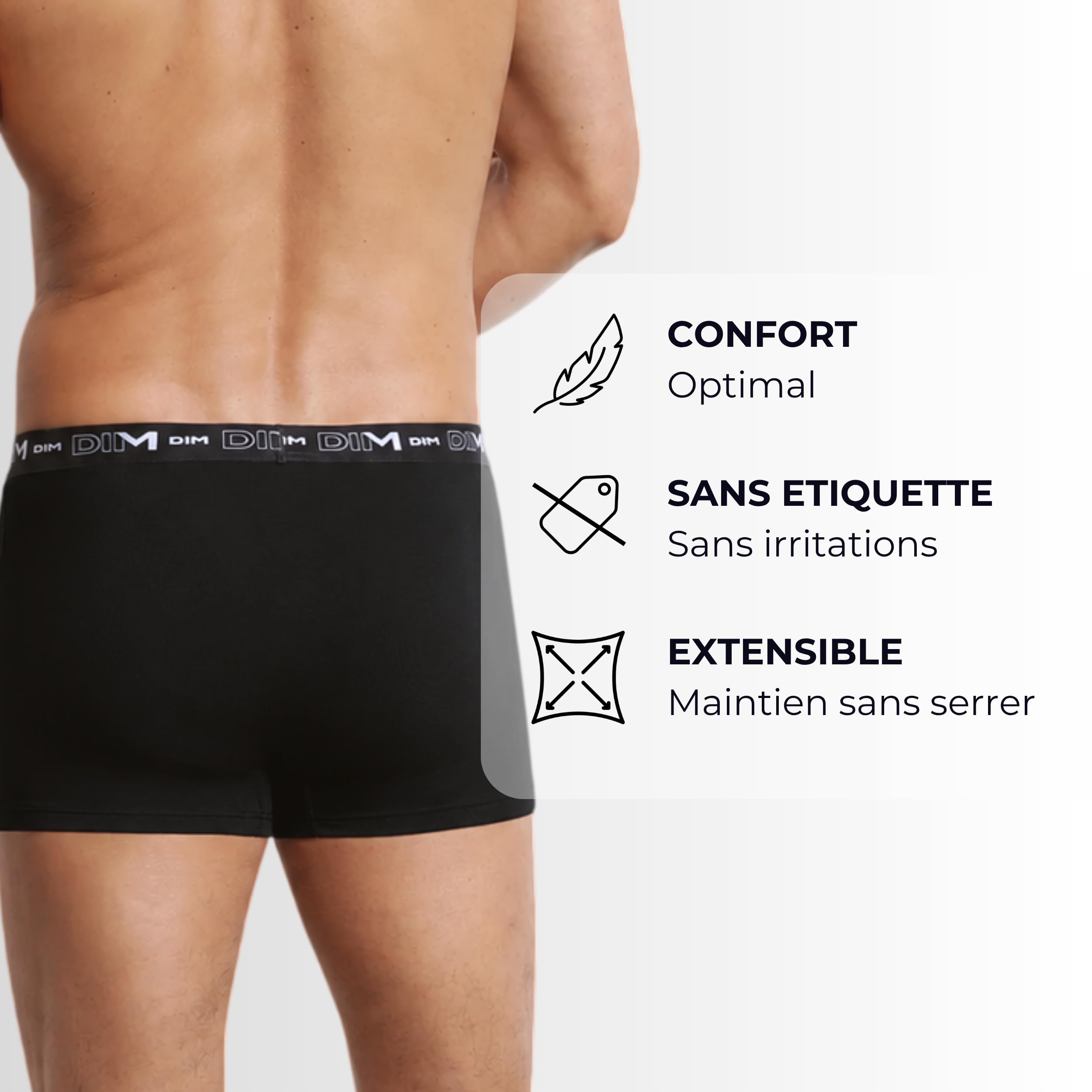 DIM Essential Boxer Uomo Cotone 6 Pezzi Nero Traspirante