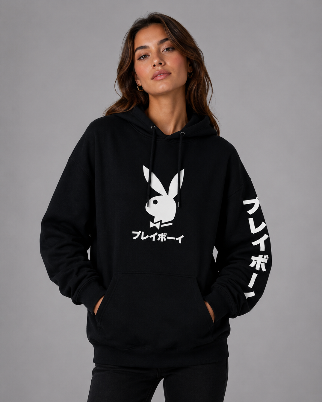 Playboy Japanese Rabbit Head Felpa con Cappuccio grafica