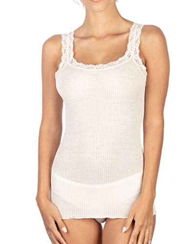 Egi canotta donna spallina pizzo lana seta bianco S/M