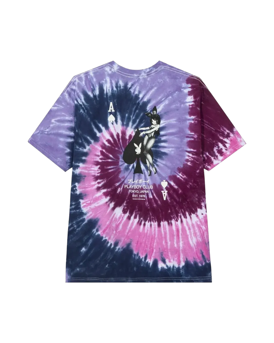 Playboy Ace of Spades T-Shirt tie-dye viola cotone
