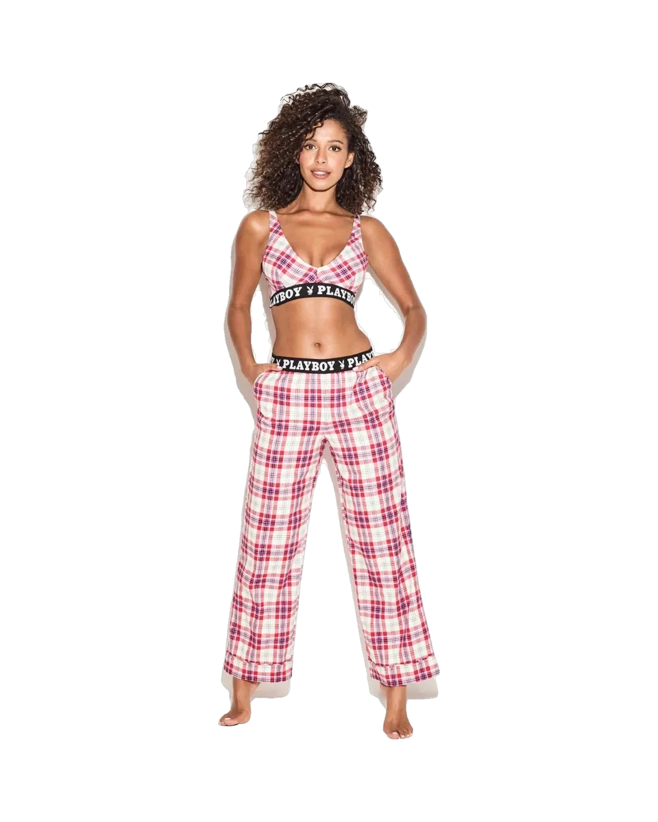Playboy Flannel Sleep bralette rosa quadri