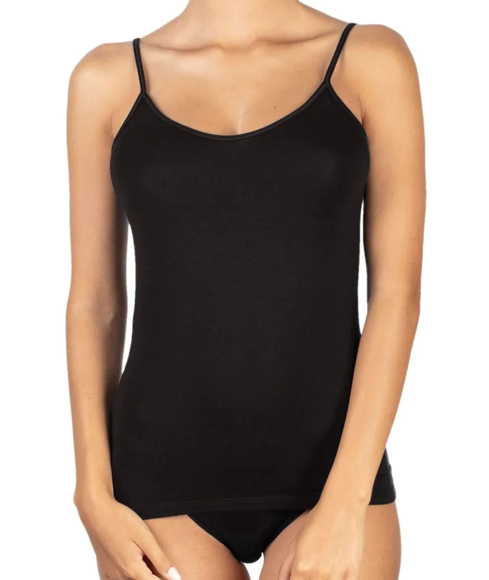 Egi Top Canotta Donna Cotone Modal Nero S Spallina Sottile