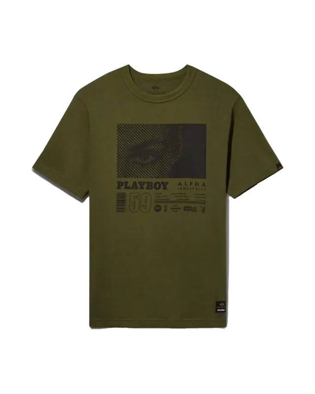 Playboy Alpha Industries World Tour t-shirt salvia cotone