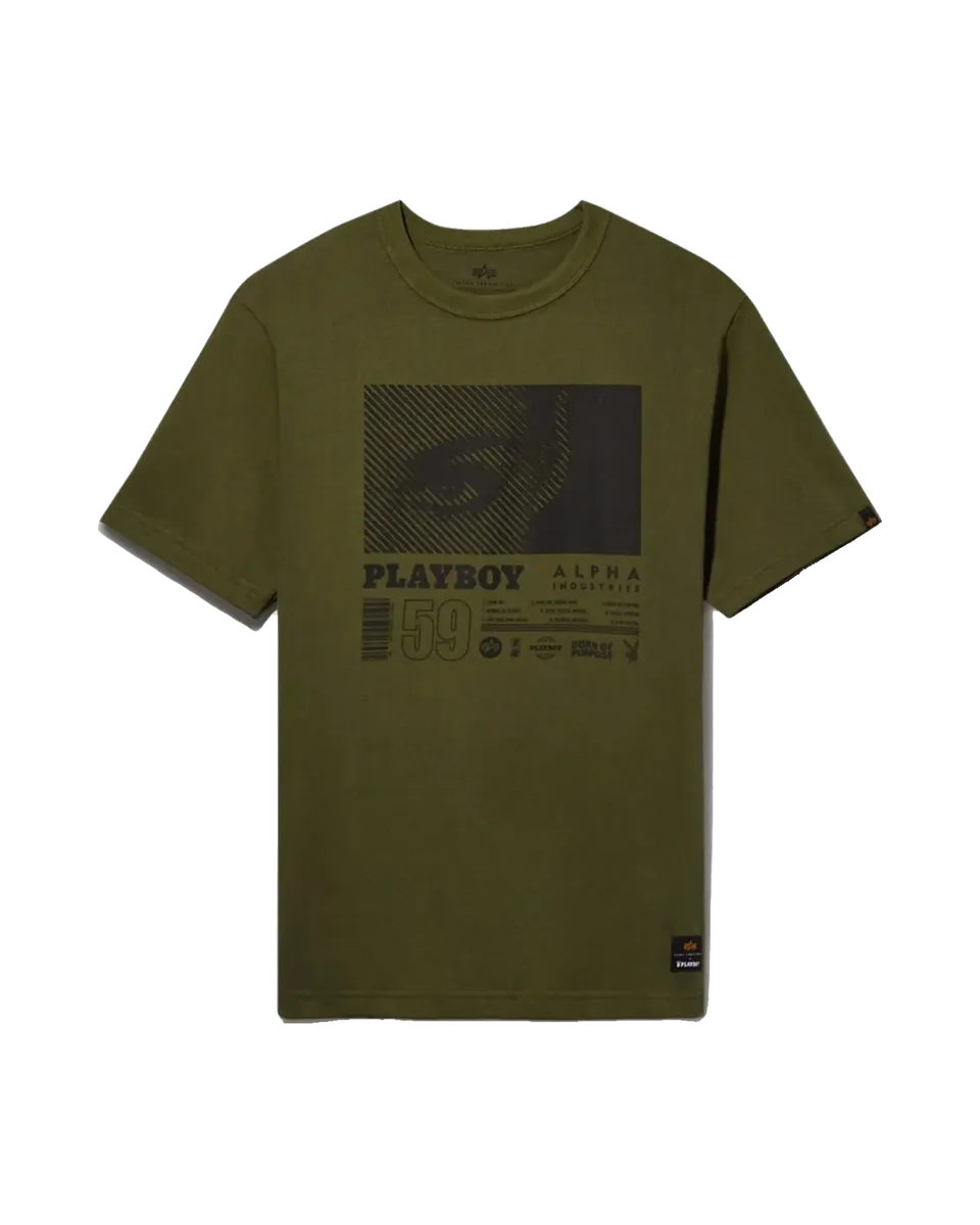 Playboy Alpha Industries World Tour t-shirt salvia cotone