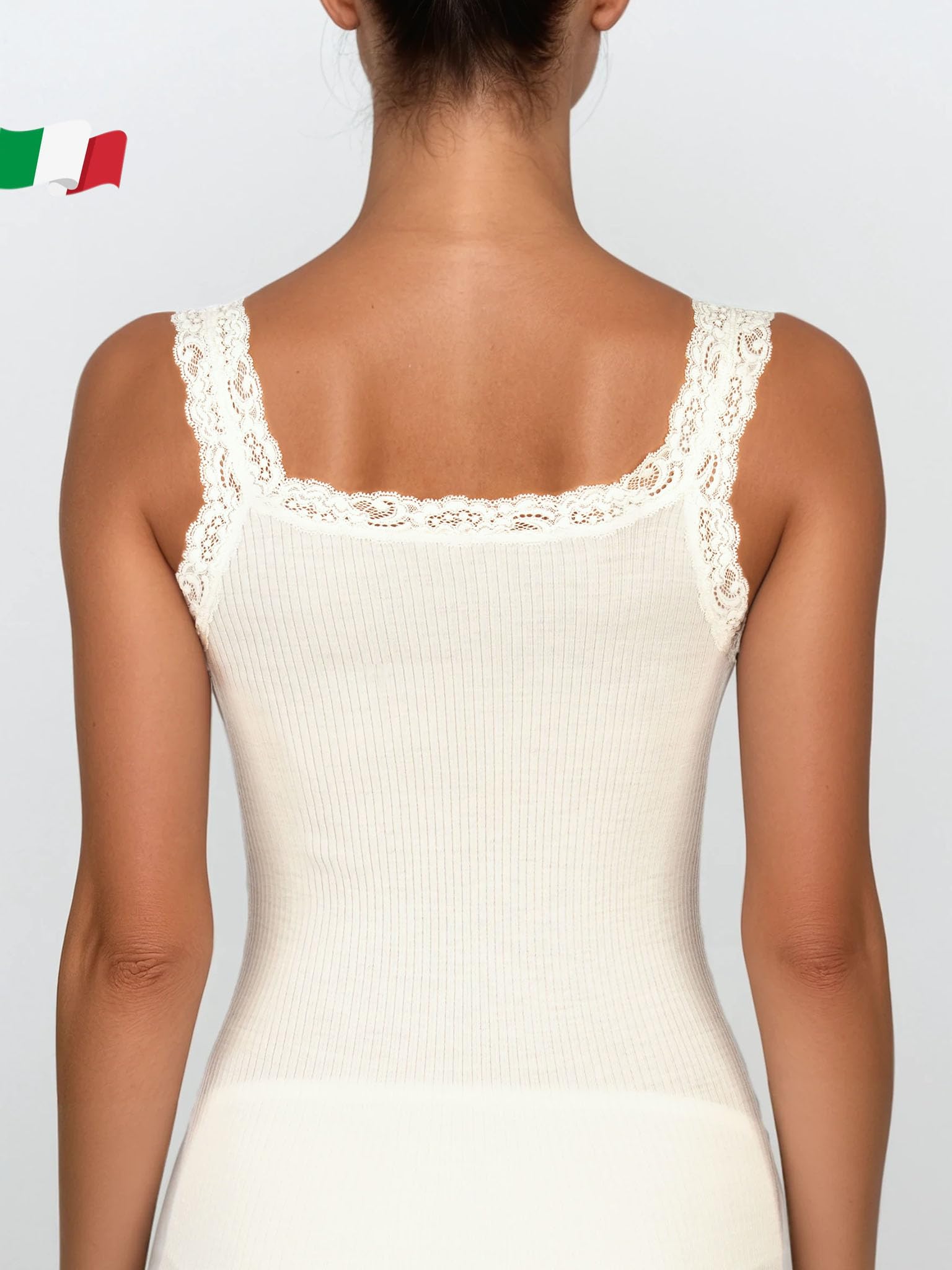Egi 1491 Canottiera Lana Seta Cotone Sottogiacca Pizzo