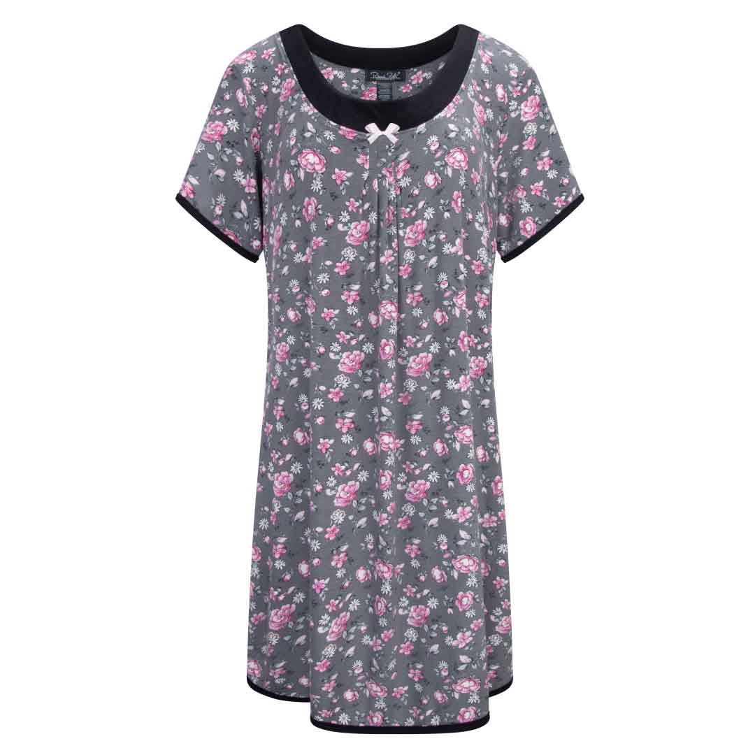 René Rofé Rayon Spandex Camicia Notte S Grigio Morbido