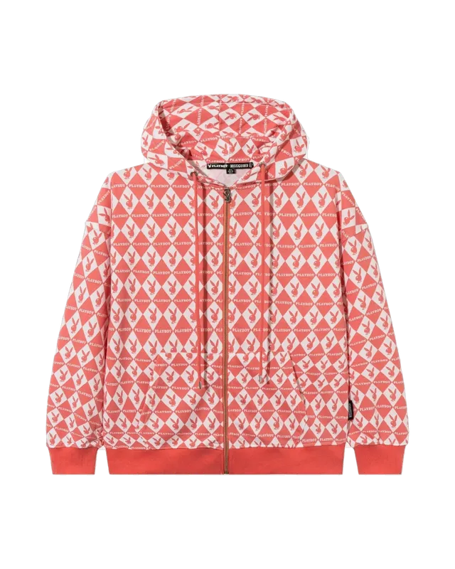 Playboy Rabbit Head Hoodie felpa zip Pink oversize