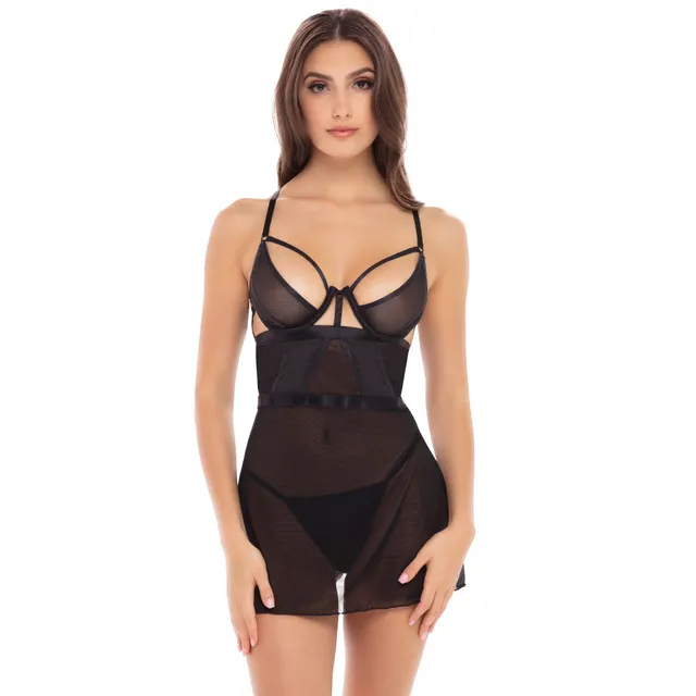 René Rofé New In Town chemise sottoveste S/M pizzo nero