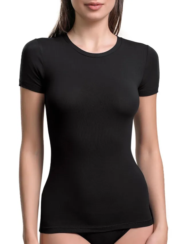 Egi 1132 Maglia Donna Mezza Manica Micromodal Nero S