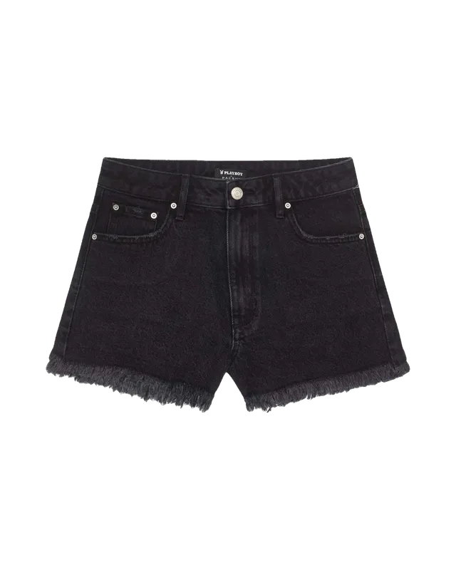 Playboy Festival shorts jeans vita alta stampa bunny