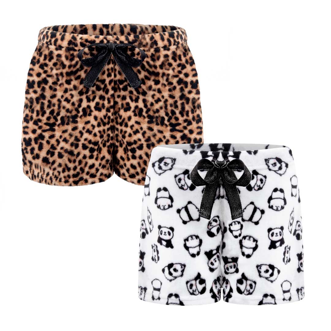 René Rofé 2-Pack Plush Fleece shorts pigiama leopardo S