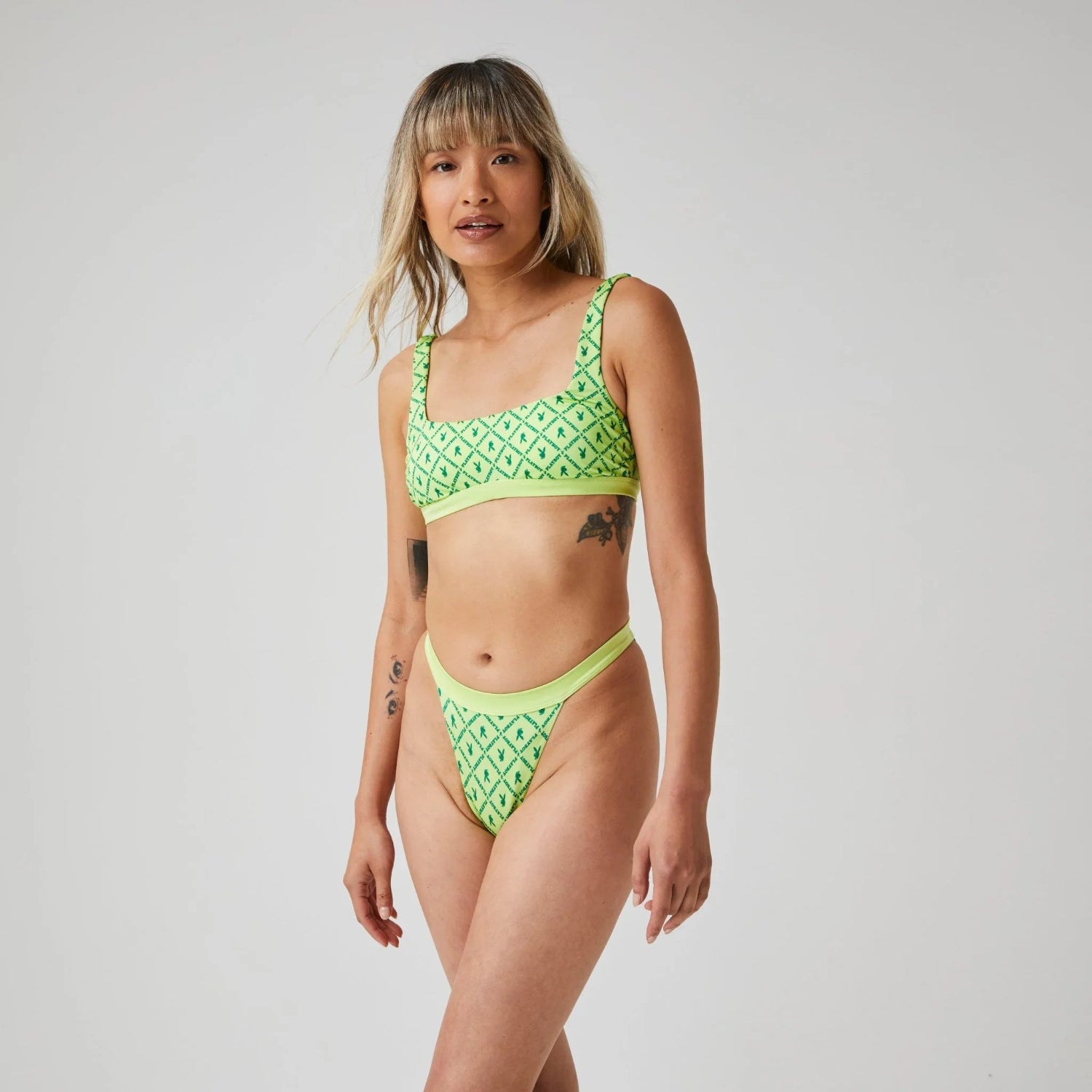 Playboy Sharp Green High Leg slip bikini verde sgambato