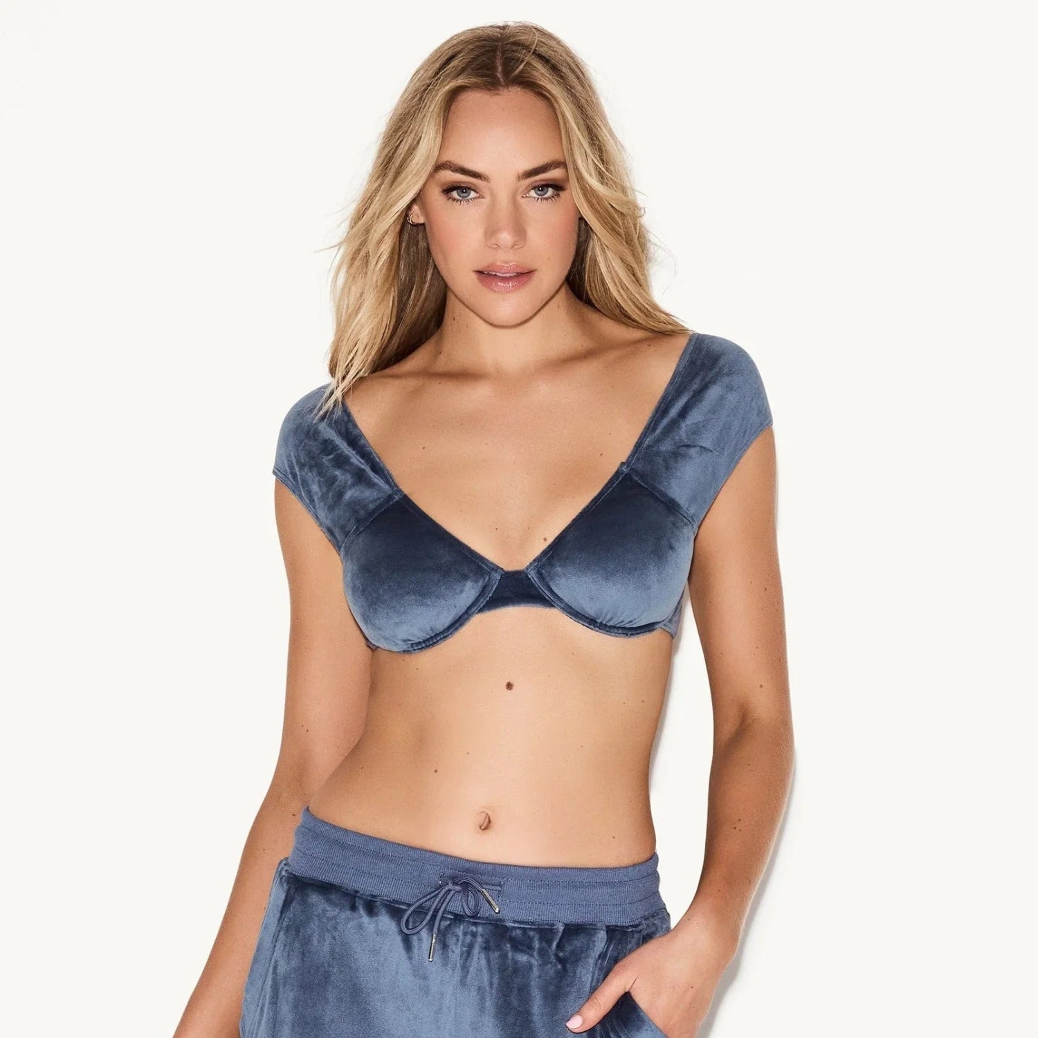 Playboy Velour Underwire Cap Sleeve reggiseno rosa velluto