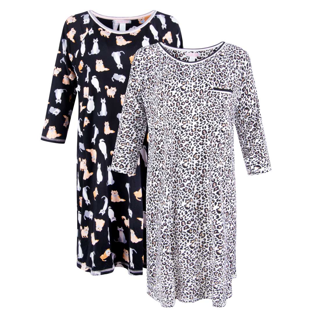René Rofé Lightweight camicia notte manica lunga 2 pezzi 1X