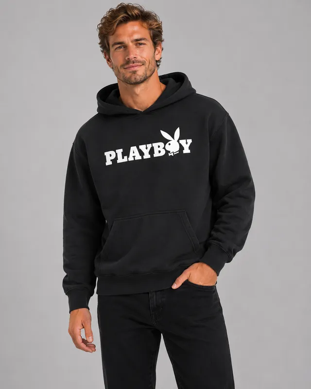 Playboy Masthead felpa cappuccio nera unisex fleece