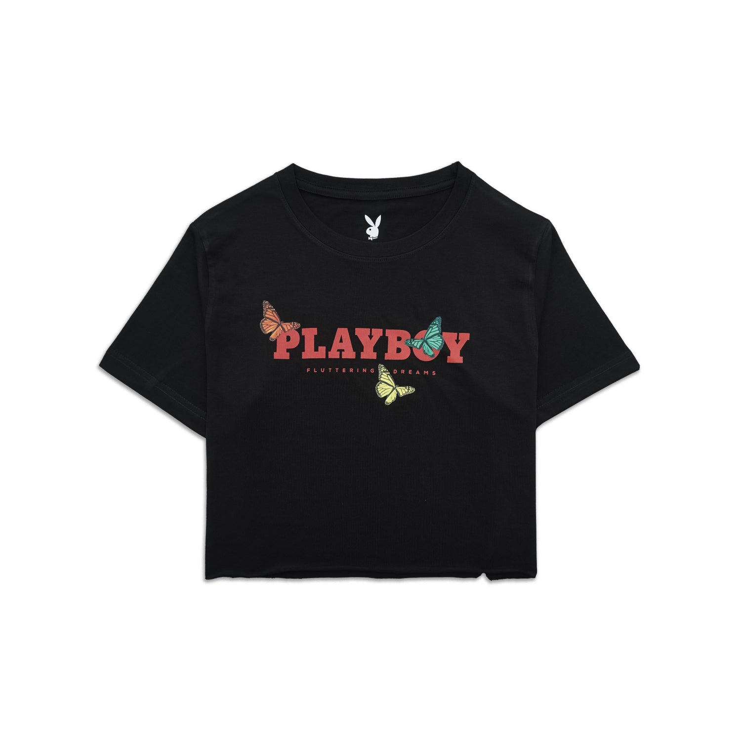 Playboy Butterfly Crop Tee maglietta crop bianca in cotone