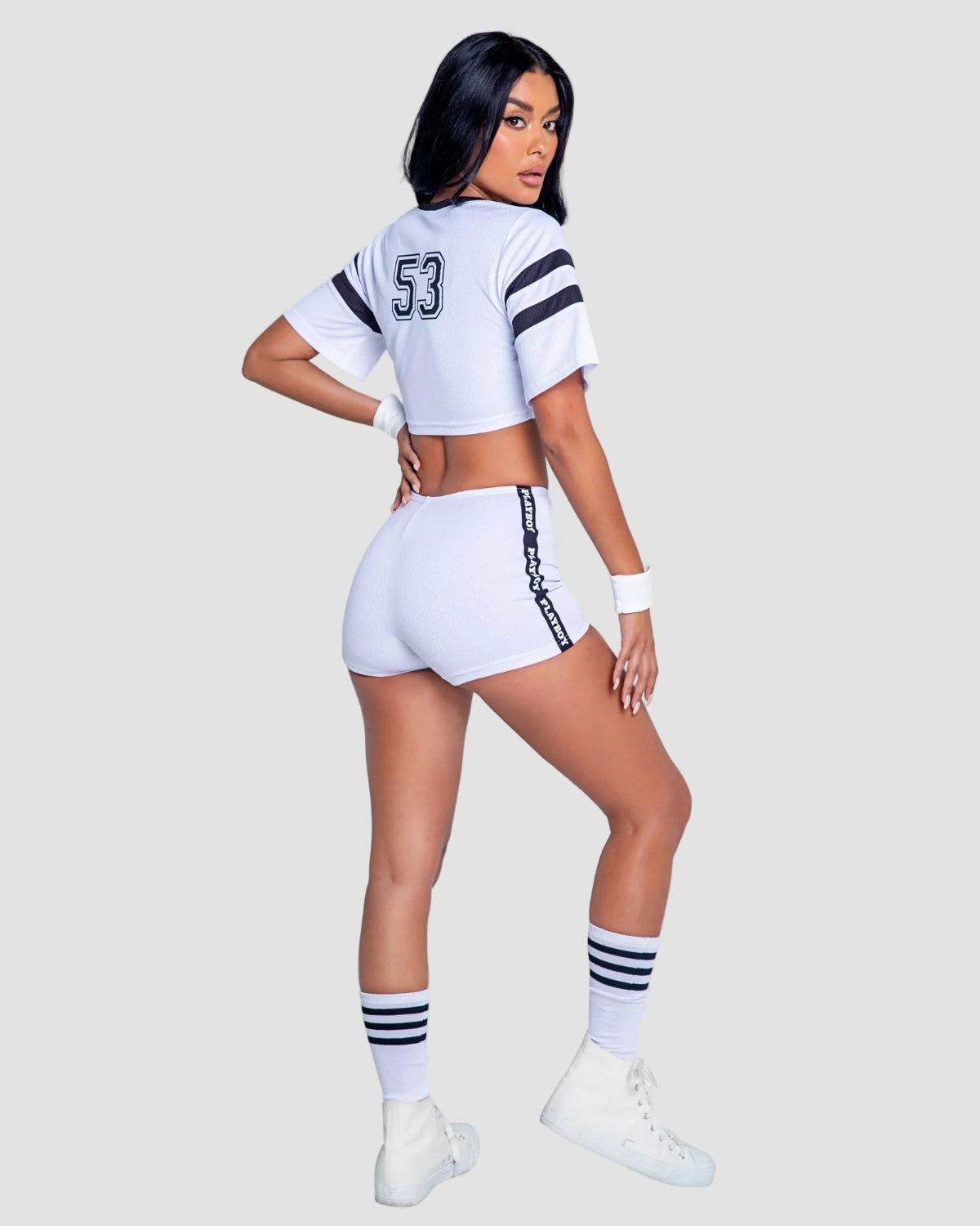 Playboy Sporty Football Player costume bianco nero sexy