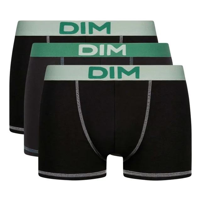 DIM Mix and Colors Boxer Uomo x3 Nero Verde cotone