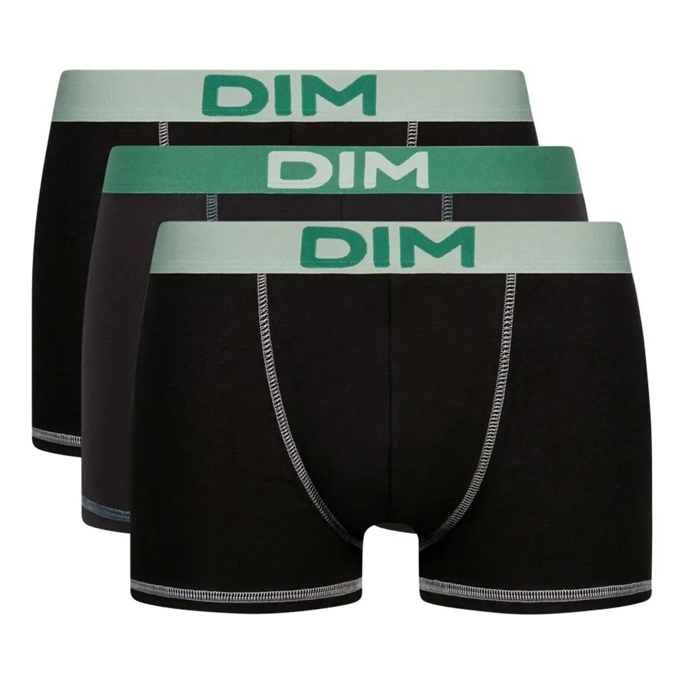 DIM Mix and Colors Boxer Uomo x3 Nero Verde cotone