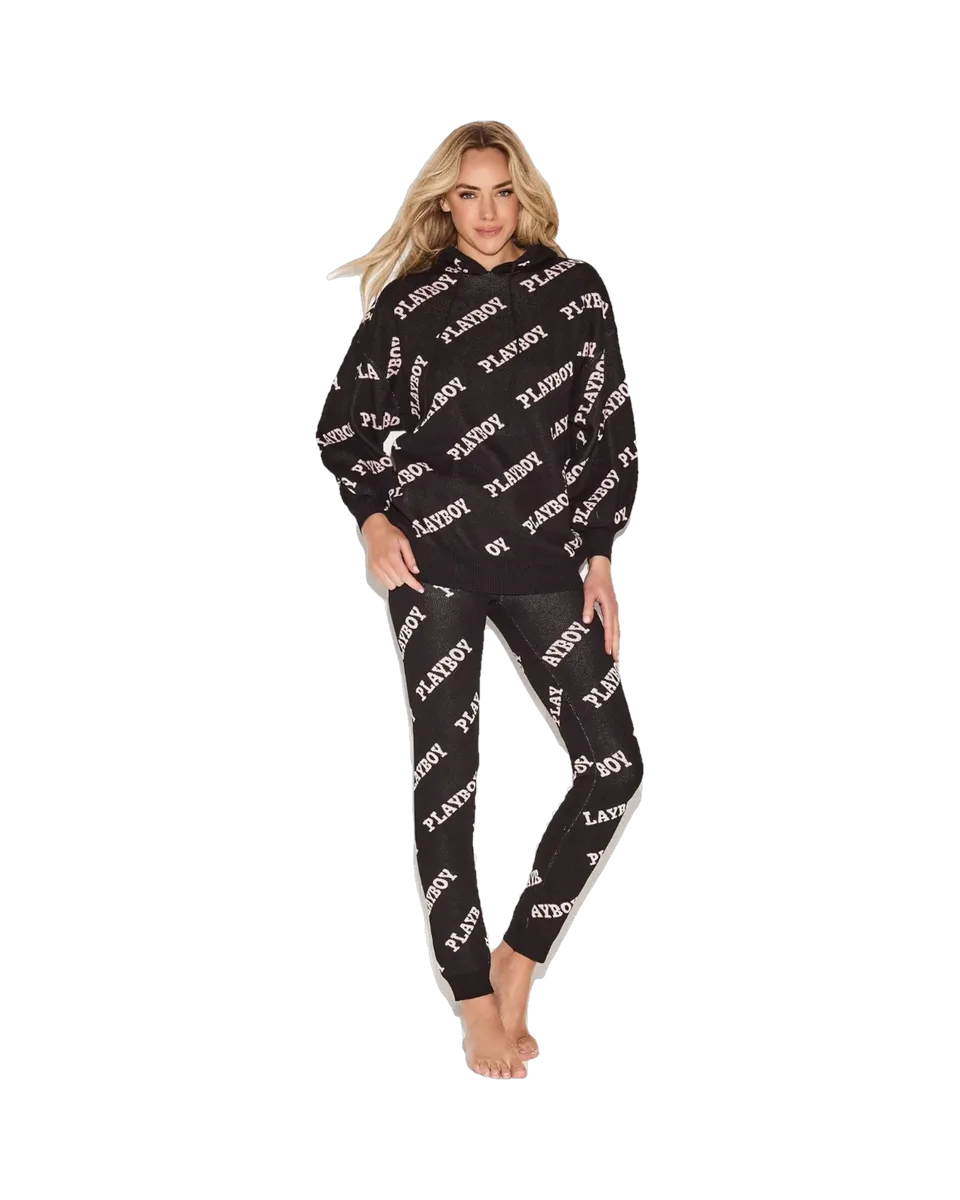 Playboy Masthead Intarsia leggings maglia neri vita alta