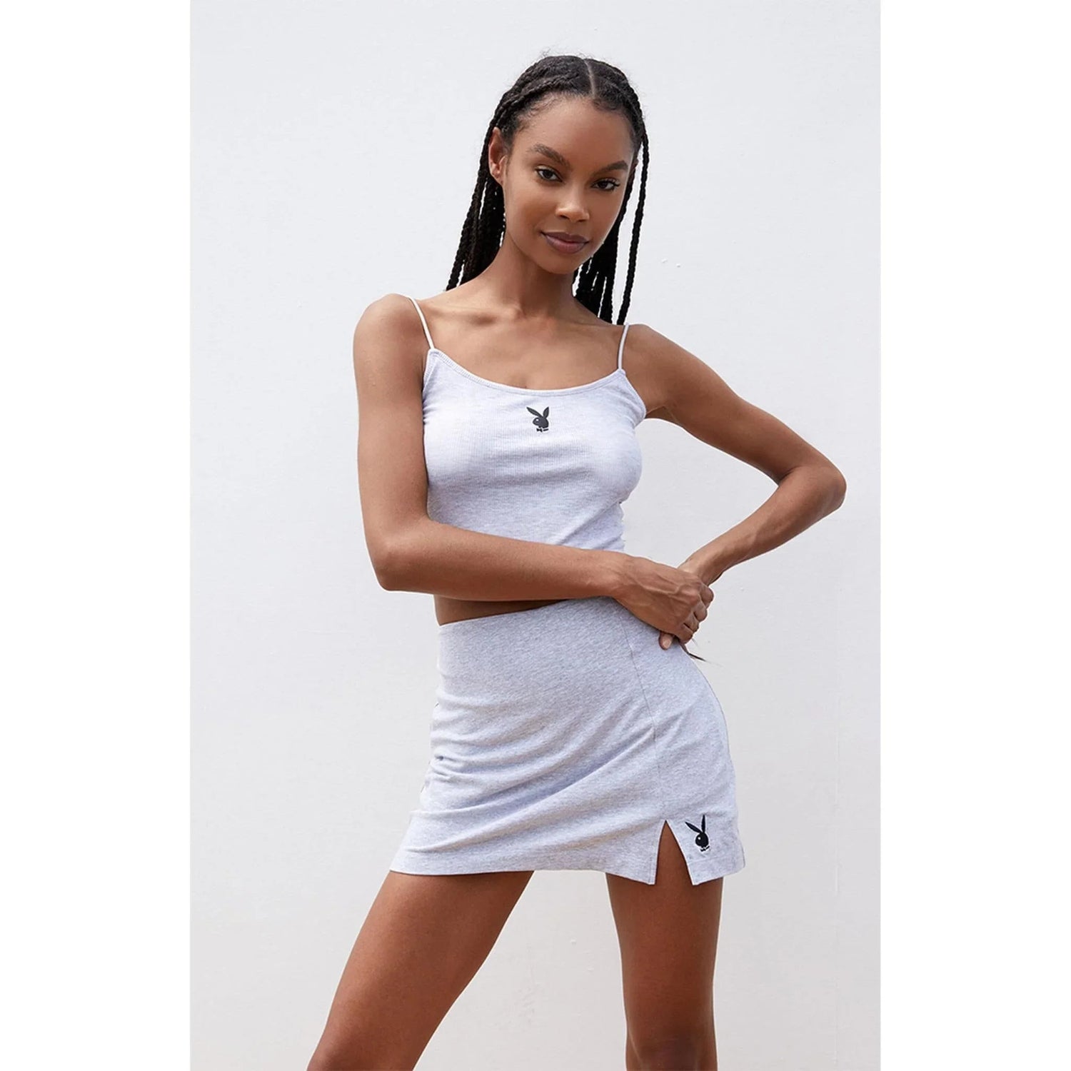 Playboy Slit gonna shorts donna nera vita alta