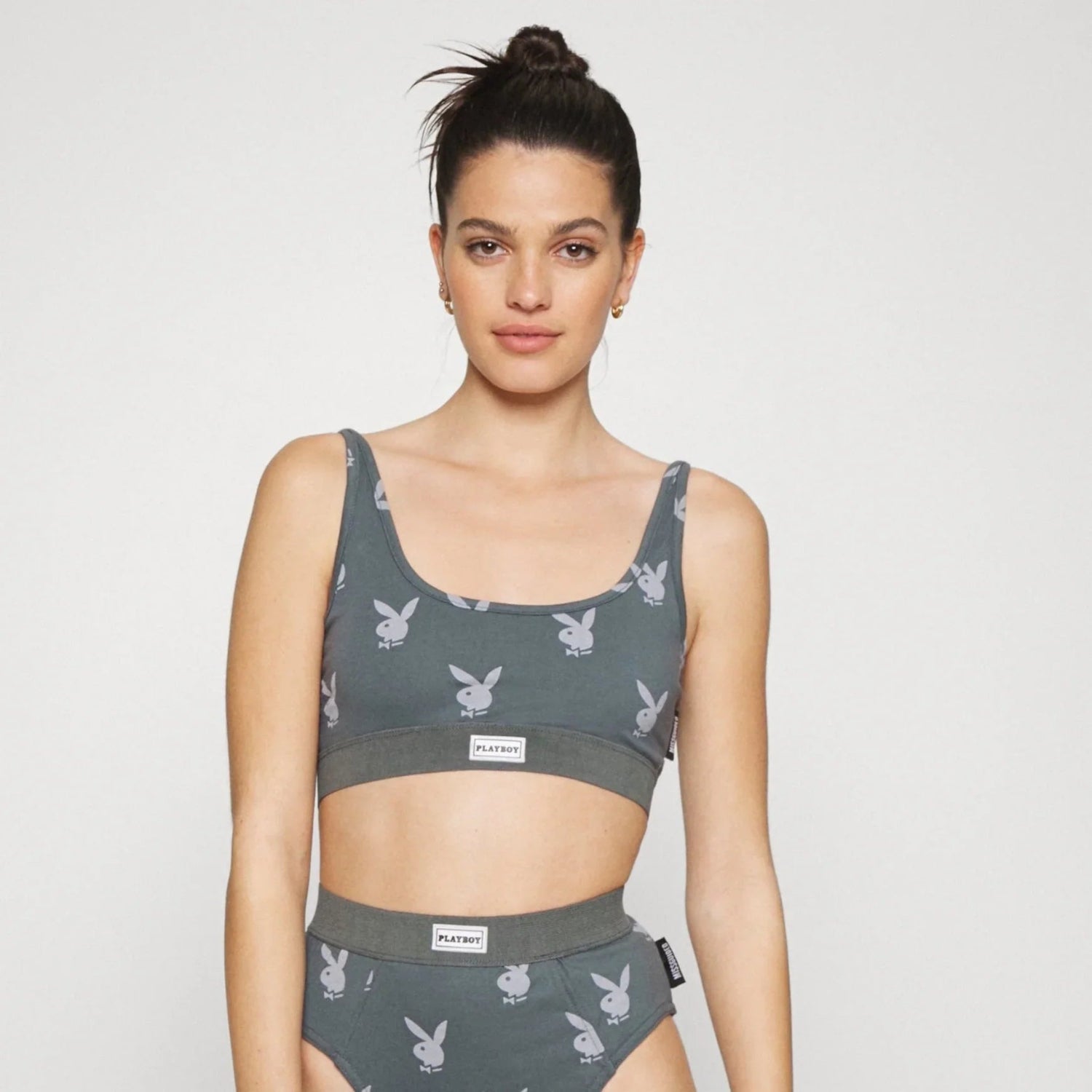 Playboy Missguided Lounge Scoop Neck bralette blu navy stampa loghi
