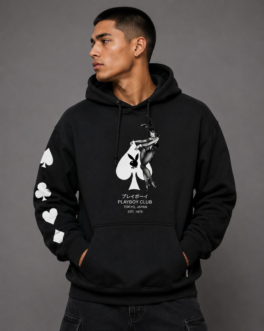 Playboy Ace of Spades felpa cappuccio unisex cotone