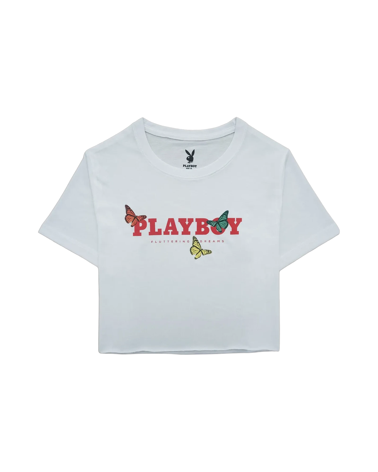 Playboy Butterfly Crop Tee maglietta crop bianca in cotone