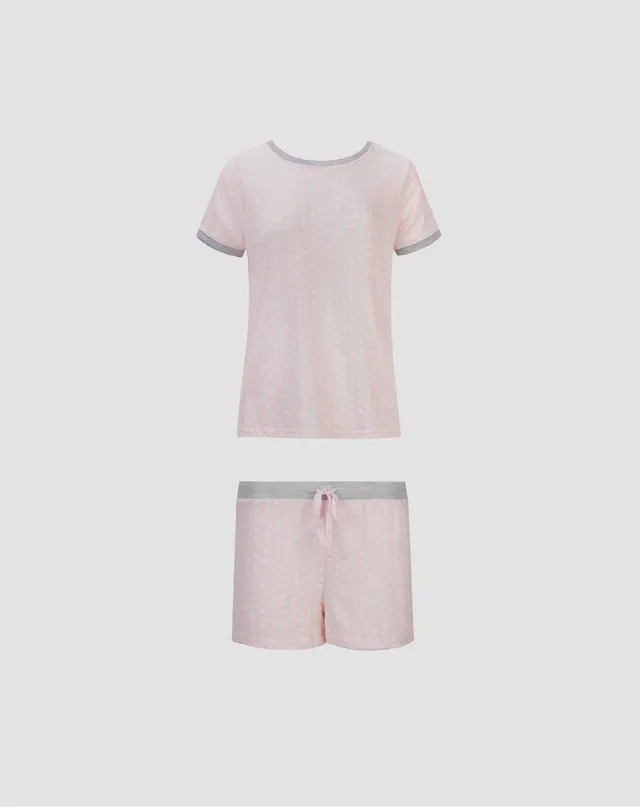 René Rofé Hacci Shorts Set pigiama corto 2 pezzi cuori caffè
