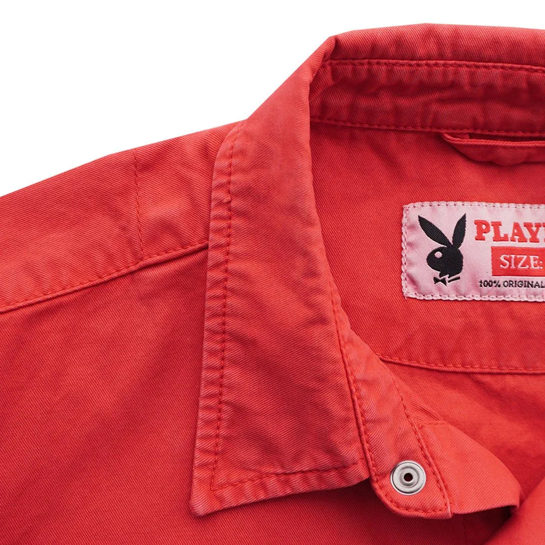 Playboy Studio Camicia Uomo Bottoni Rossa Maniche Corte