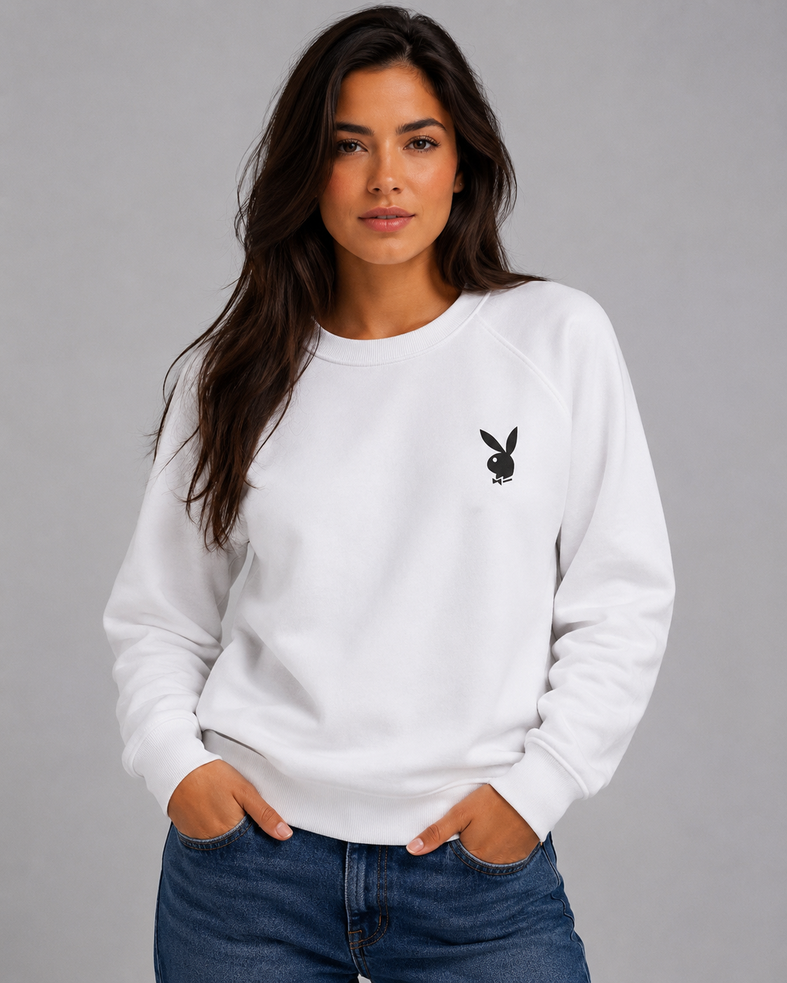 Playboy Back Logo felpa bianca girocollo