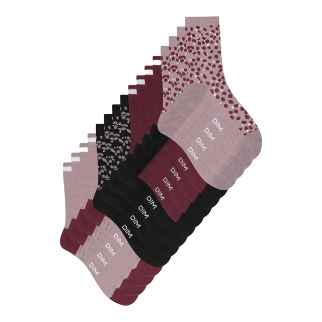 DIM Ecodim Style Coton Calzini Donna x8 Marrone Nero Rosso