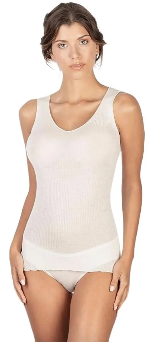 EGI canotta donna lana seta bianco S/M